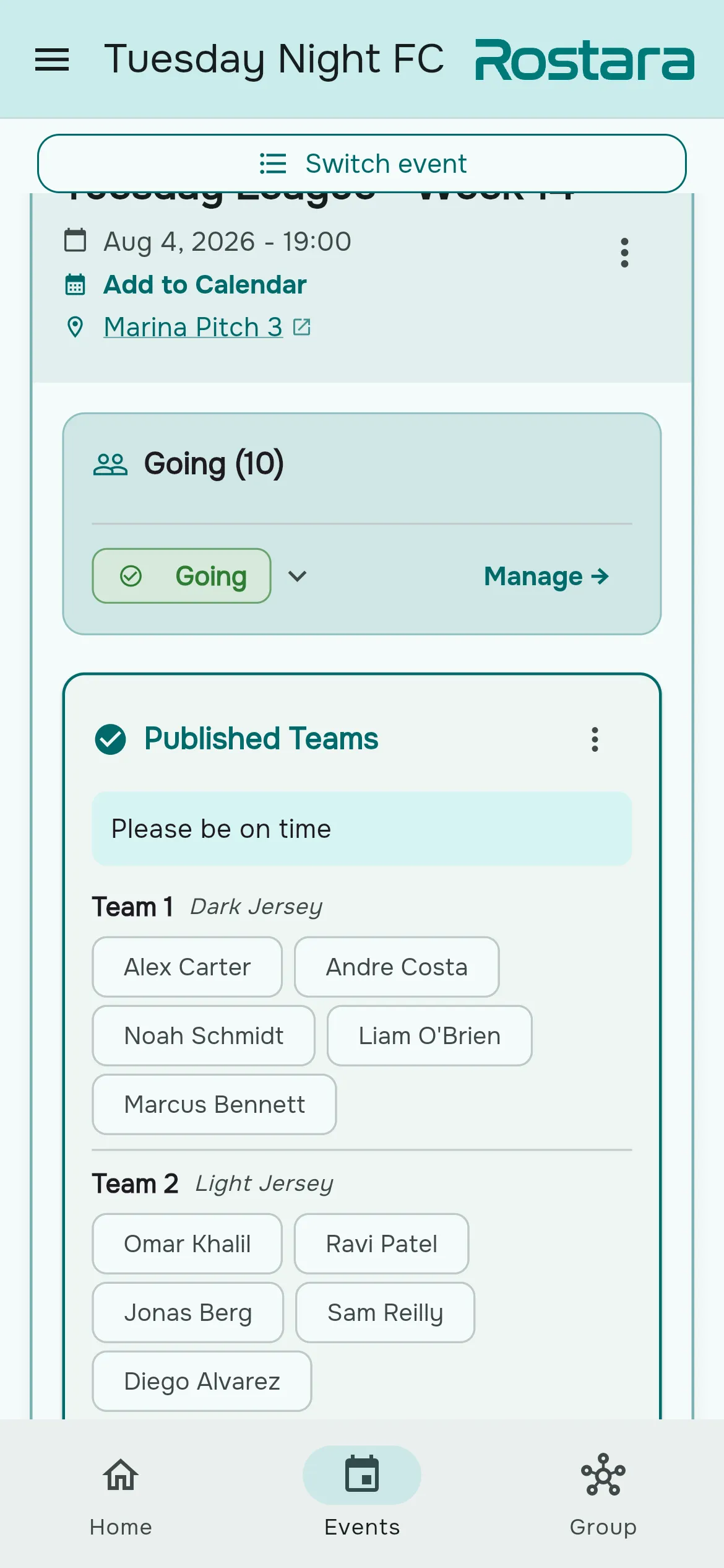 Rostara — team balancing