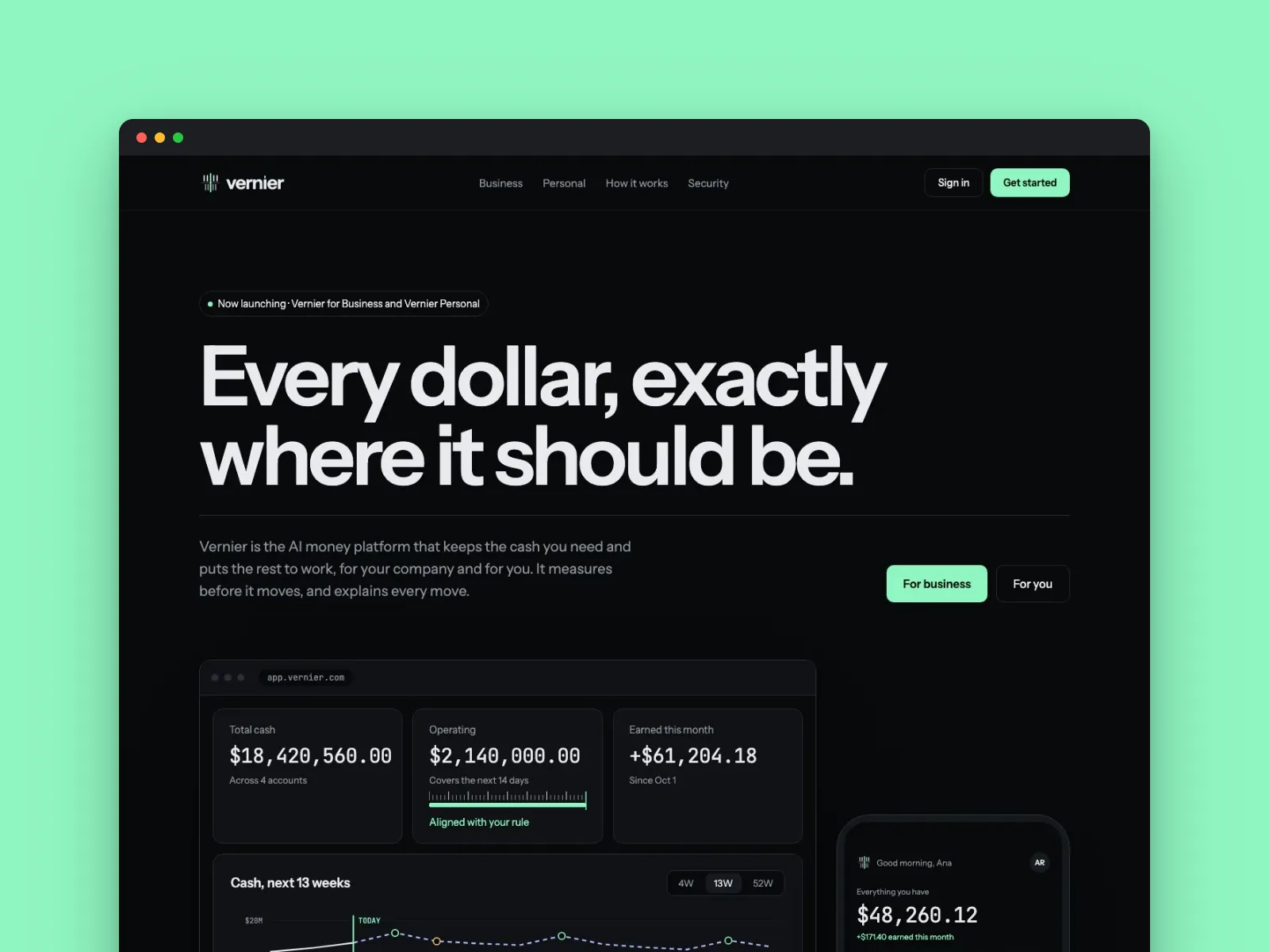 Vernier: Exactly: A Full Launch System for an AI Money Platform