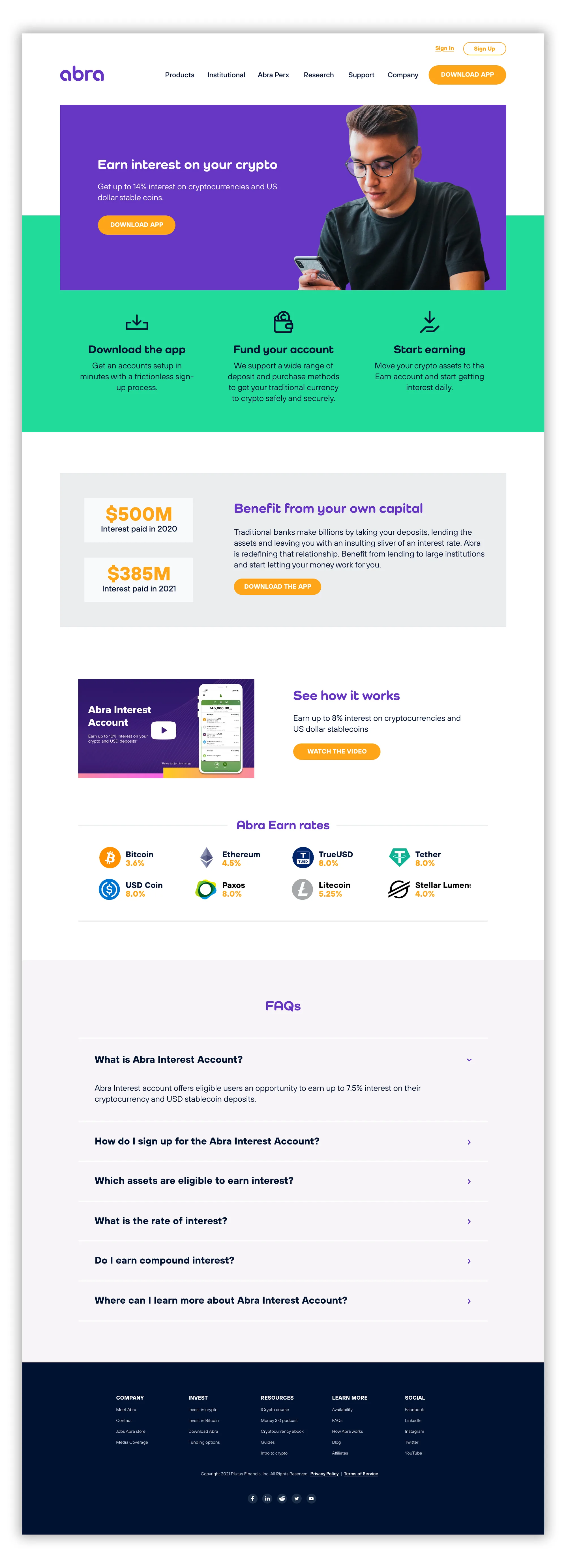 Abra: Crypto Landing Pages