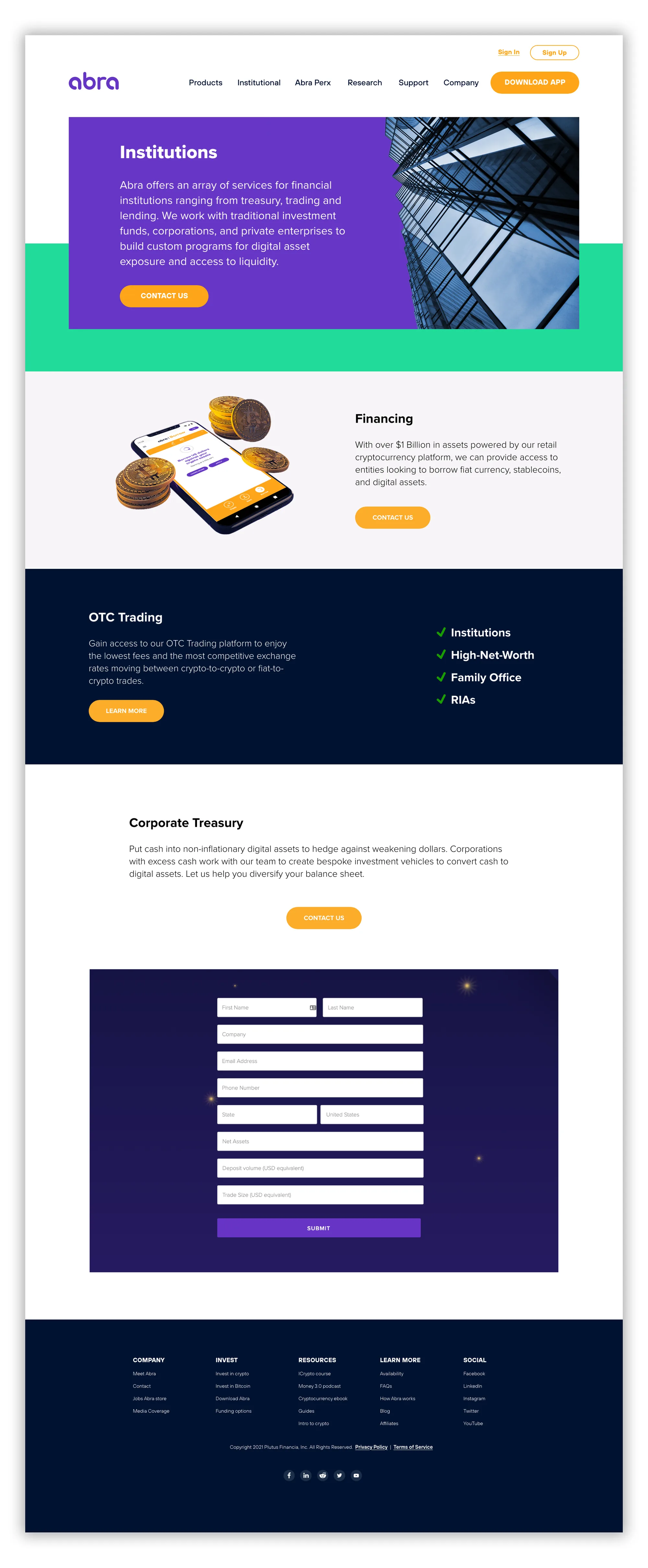 Abra: Crypto Landing Pages